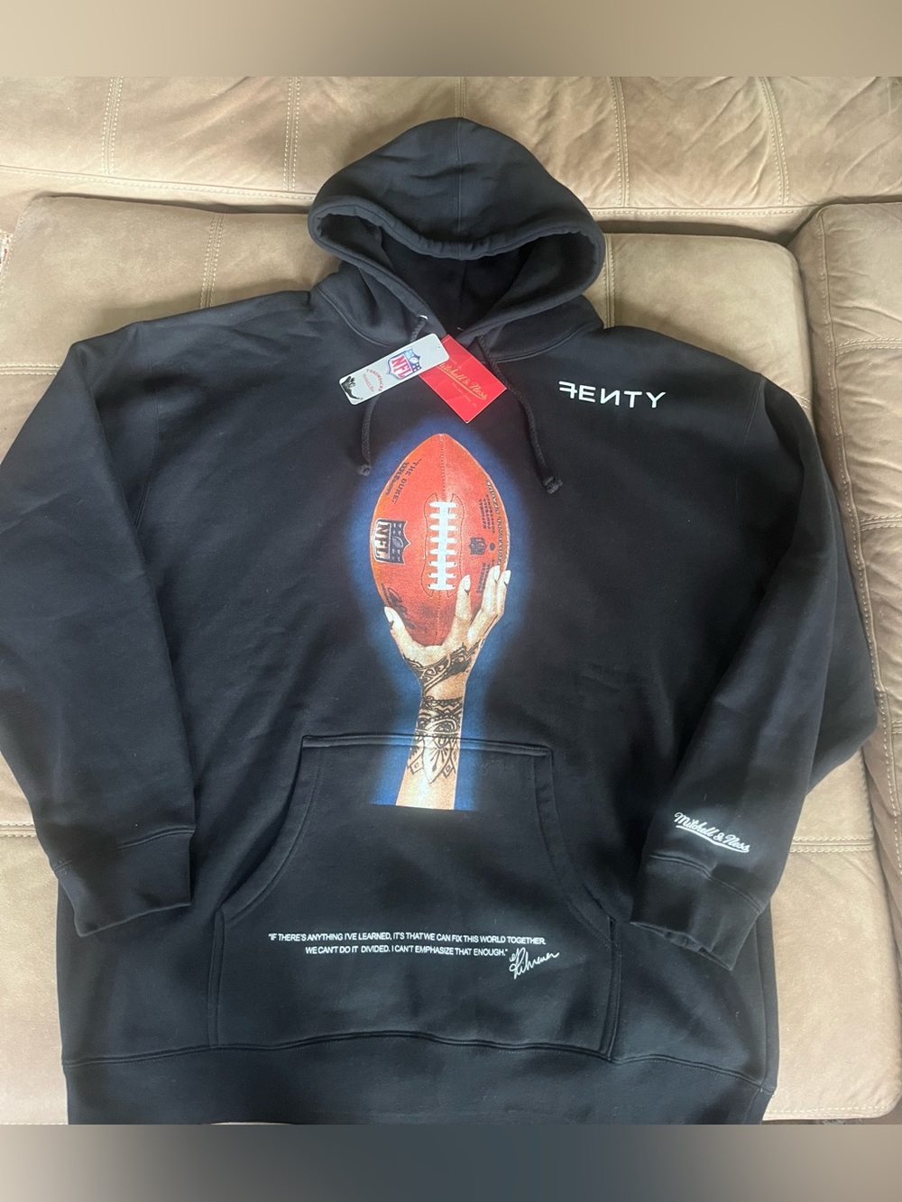 NWT FENTY x Mitchell & Ness Super Bowl LVII Rihanna Hoodie Black Size XL